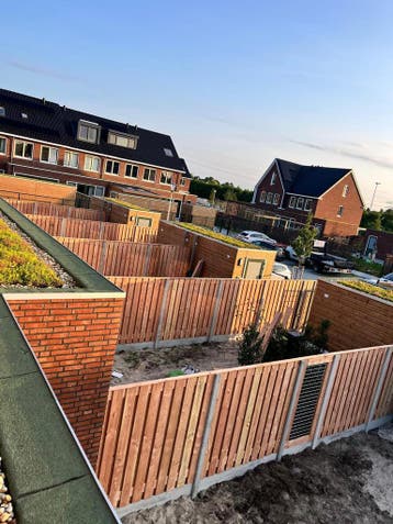 hout-beton schutting grenen vanaf 100 euro per meter, Tuin en Terras, 1 tot 2 meter, Verzenden, 6 meter of meer, Nieuw
