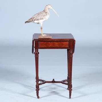 Palissander tafeltje met 2 hangoren een lade en  opklapbare, Ophalen of Verzenden