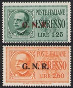 Italië 1943 - RSI - Druk twee waarden met overdruk GNR uit, Gestempeld