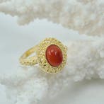 Koraal - Zilver, Verguld - Ring - CORALLO MEDITERRANEO, Antiek en Kunst
