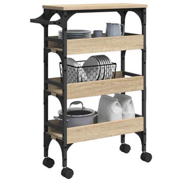 vidaXL Keuken Trolley Sonoma Eiken 53 x 20 x 76 cm Bewerkt, Verzenden, Nieuw
