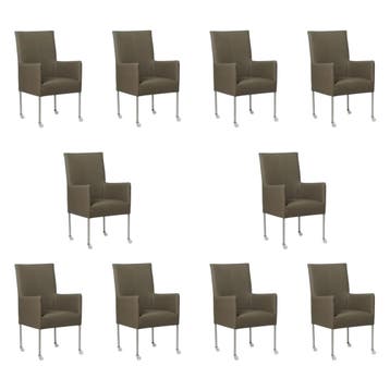 Set van 10 Leren eetkamerstoelen Spark - Toledo Smog, Ophalen of Verzenden, Nieuw, Leer, Vijf, Zes of meer stoelen