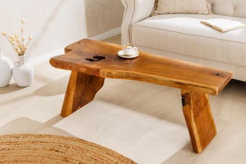 Massief houten bank ROOT 100cm bruin naturel teakhouten, Ophalen of Verzenden, Nieuw