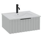 Badkamermeubel Set Fraser 60cm - Hoogglans wit - 1 lade, Verzenden, Nieuw, Wastafelkast