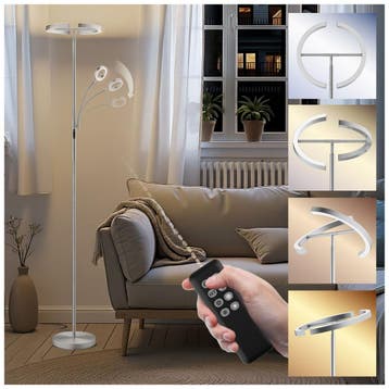 Vloerlamp Auralis LED 20W, leeslamp, dimbaar - Mat nikkel, Verzenden, Nieuw