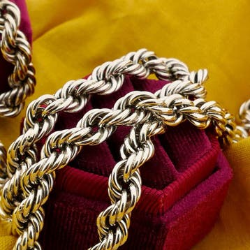 Zilveren gedraaide schakelketting, Sieraden, Tassen en Uiterlijk, Kettingen, Ophalen of Verzenden, Gebruikt, Zilver, Zilver