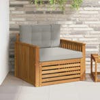 vidaXL Tuinbank Massief Acaciahout en Polyester Naturel en, Verzenden, Nieuw