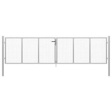 vidaXL Tuinpoort gegalvaniseerd staal 400x100 cm zilver, Verzenden, Nieuw