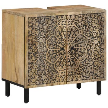 vidaXL Wastafelkast 62x33x58 cm massief mangohout, Verzenden, Nieuw