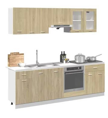 8-Delige Keukenkastenset – Sonoma Eiken Kastcombinatie, Huis en Inrichting, Keuken | Keukenelementen, Verzenden, Nieuw