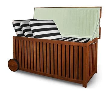 Kussenbox acaciahout 124x52x58cm met Wielen (Kussenboxen), Verzenden, Nieuw