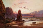 Sidney Yates Johnson (act. 1890 – 1926) - Marina al tramonto, Antiek en Kunst, Kunst | Schilderijen | Klassiek