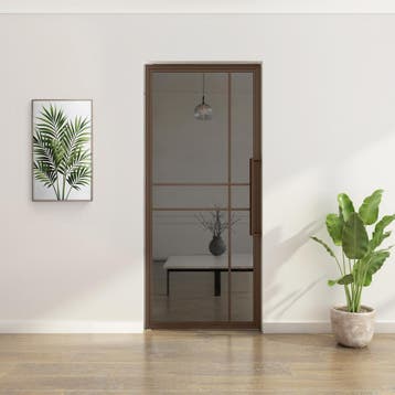 Stalen taatsdeur Brons 6 Vlaks Rook glas Luxe design*, 80 tot 100 cm, Overige typen, Nieuw, Metaal