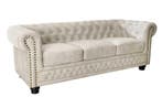 Chesterfield 3-zitsbank 200cm fluweel champagne 3-zits met, Ophalen of Verzenden, Nieuw