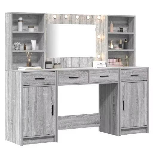 Kaptafel met LED Spiegel en Ruimtebesparend Ontwerp, Huis en Inrichting, Tafels | Kaptafels, Nieuw, Verzenden