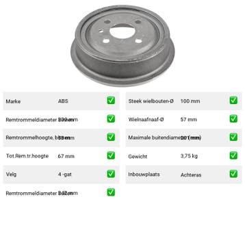 Remtrommel Achteras Opel Olympia – AutopartsOnline.nl, Verzenden, Nieuw, Opel