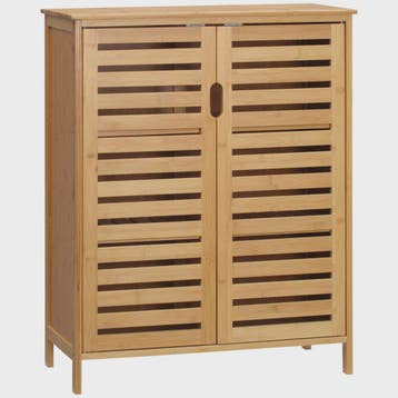 Bamboo Badkamerkast met 3 Niveaus en Dubbele Lameldeuren - 6, Huis en Inrichting, Badkamer | Badkamermeubels, Verzenden, Nieuw