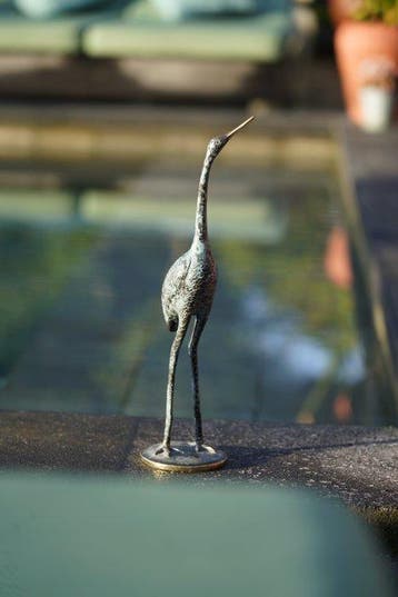 sculptuur, NO RESERVE PRICE - Patinated Crane Bird Sculpture
