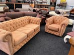 Chesterfield Maarssen Camel 3 zitsbank+Club Chesterfield set, Huis en Inrichting, Banken | Bankstellen, Ophalen, Zo goed als nieuw