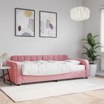 vidaXL Slaapbank met matras 90x200 cm fluweel roze, 90 cm, Eenpersoons, Verzenden, Nieuw