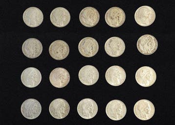 Frankrijk. 20 Francs 1929/1938 Turin (lot of 20 silver, Postzegels en Munten