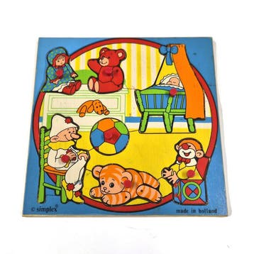 Vintage Simplex houten inlegpuzzel kinderkamer met, Verzenden, Gebruikt
