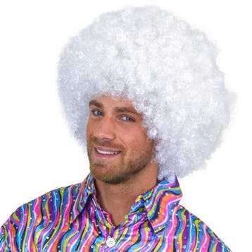 Witte Afro pruik, Kleding | Dames, Carnavalskleding en Feestkleding, Ophalen of Verzenden, Nieuw