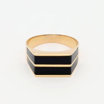 Ring - 14 karaat Geel goud Onyx, Nieuw