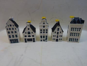 KLM-huisje - Bols - Vijf KLM huisjes in Delfst Blauw.