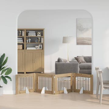 vidaXL Opvouwbaar hondenhek met standaards 4 st Artisanaal, Verzenden, Nieuw