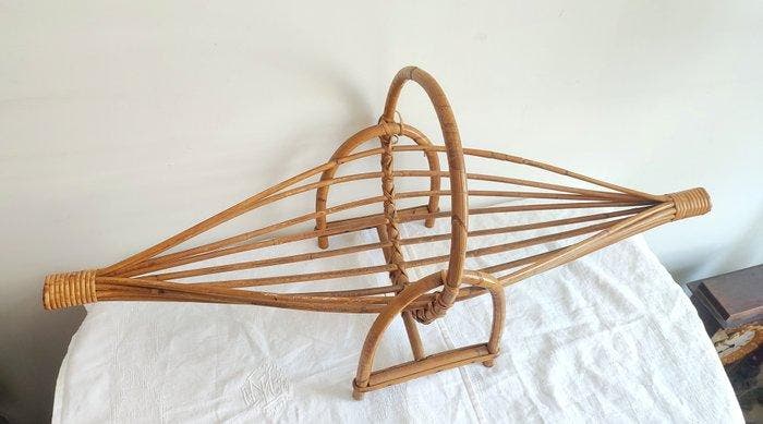 RARE Grand panier allongé - Mand - Rattan - Draagmand op, Antiek en Kunst, Antiek | Meubels | Tafels
