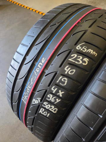 235/40/19 96Y RO1 BRIDGESTONE ZOMERBANDEN 6,5MM PROFIEL 4X, Gebruikt, 235 mm, Band(en), Personenwagen