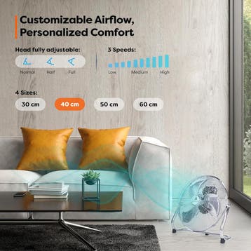 Vloerventilator - 40 cm - Industriele ventilator - Zilver -, Witgoed en Apparatuur, Ventilatoren, Verzenden, Zo goed als nieuw