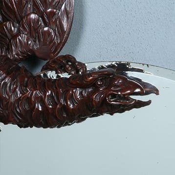 Fabelachtige spiegel Draak bij volle maan in de manier van, Antiek en Kunst, Ophalen of Verzenden