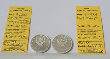 Albanië. 5 Leke 1969-1970 Lots of 2 coins RARE (Zonder