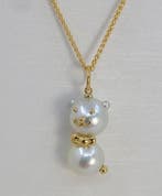 Ketting met hanger - 18 karaat Geel goud Parel - Witte, Sieraden, Tassen en Uiterlijk, Antieke sieraden