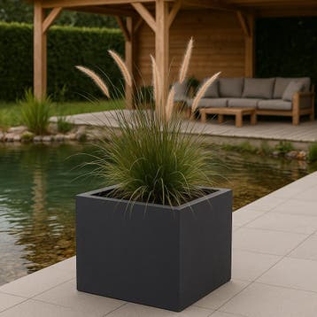 Plantenbak Fiberclay 60x60x60 cm Antraciet, Verzenden, Nieuw, Vierkant