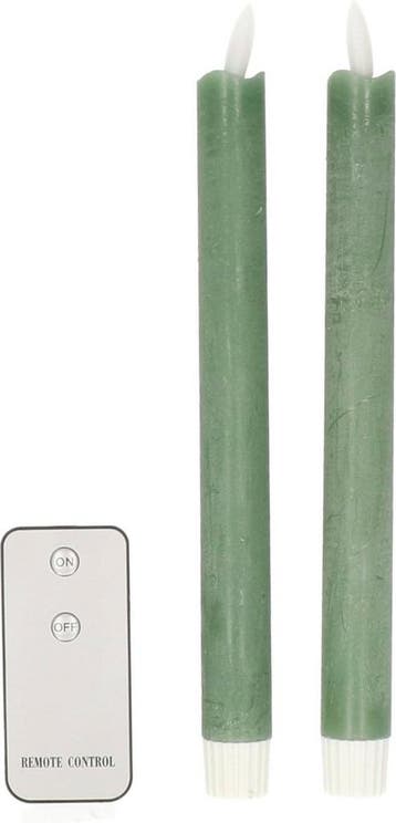 Annas Collection LED dinerkaarsen 2x st - jade groen - 23, Ophalen of Verzenden, Nieuw