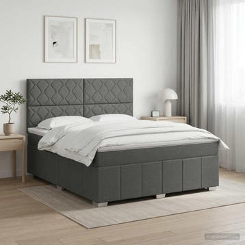 vidaXL Boxspringbed met matras Donkergrijs 140 x 190 cm Stof, Verzenden, Nieuw, Tweepersoons