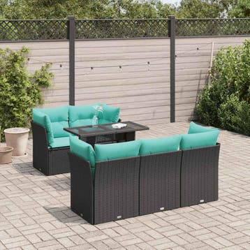 vidaXL 6-delige Loungeset met kussens poly rattan acacia, Verzenden, Nieuw, Loungeset
