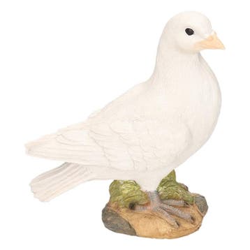 Witte duif stenen beeld rechts 24 cm - Decoratie vogels, Verzenden, Nieuw