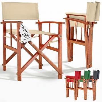 Regisseursstoel crème eucalyptushout FSC®-gecertificeerd.., Tuin en Terras, Tuinstoelen, Verzenden, Nieuw