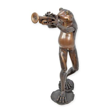 BRONZEN FONTEIN VAN EEN KIKKER DIE TROMPET SPEELT, Verzenden, Nieuw