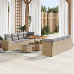 vidaXL Tuin Sofa Set met kussen 11 pcs Beige poly rattan, Verzenden, Nieuw, Meer dan 8 zitplaatsen