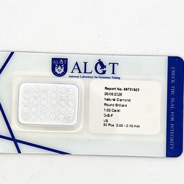 30 pcs Diamant (Natuurlijk) - 1.03 ct - Rond - F, D, Nieuw