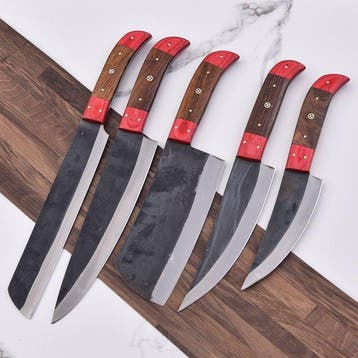 Keukenmes - Chefs knife - Pakkahout, hout en gevouwen staal