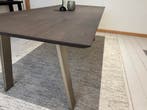 EIKEN TAFEL 240x110 zwitserse rand Deer Brown RVS onderstel, Ophalen, 100 tot 150 cm, Vijf personen of meer, Modern