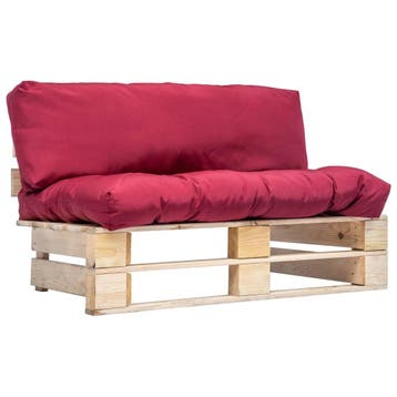 vidaXL Tuinbank pallet met rode kussens grenenhout, Tuin en Terras, Verzenden, Nieuw