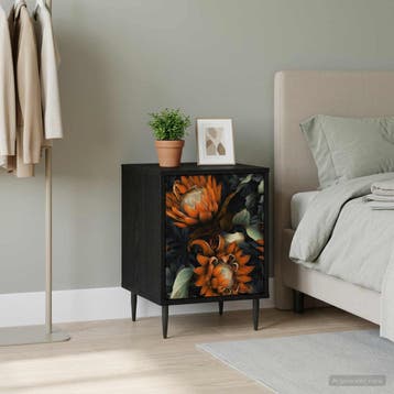 vidaXL Nachtkastje LOCHEM Zwart eiken 36 x 33 x 51 cm, Minder dan 45 cm, Verzenden, Nieuw, Minder dan 55 cm