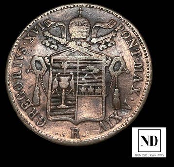 Vaticaan. Gregorio XIV. Baiocco 1844 - Estados Vaticanos